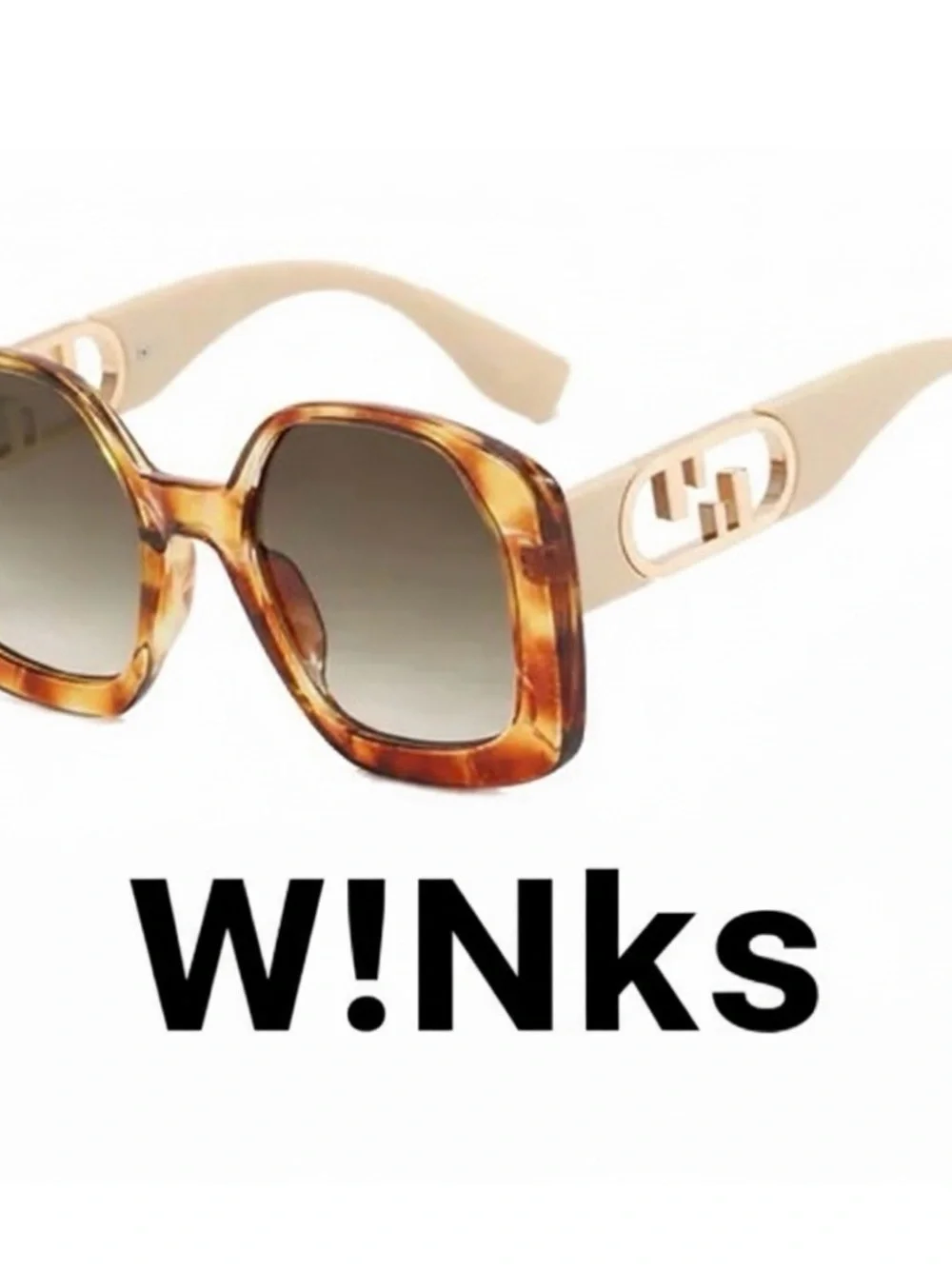 W!nks- Cream Tortoiseshell Square Sunglasses in Amber - Unisex Accessories